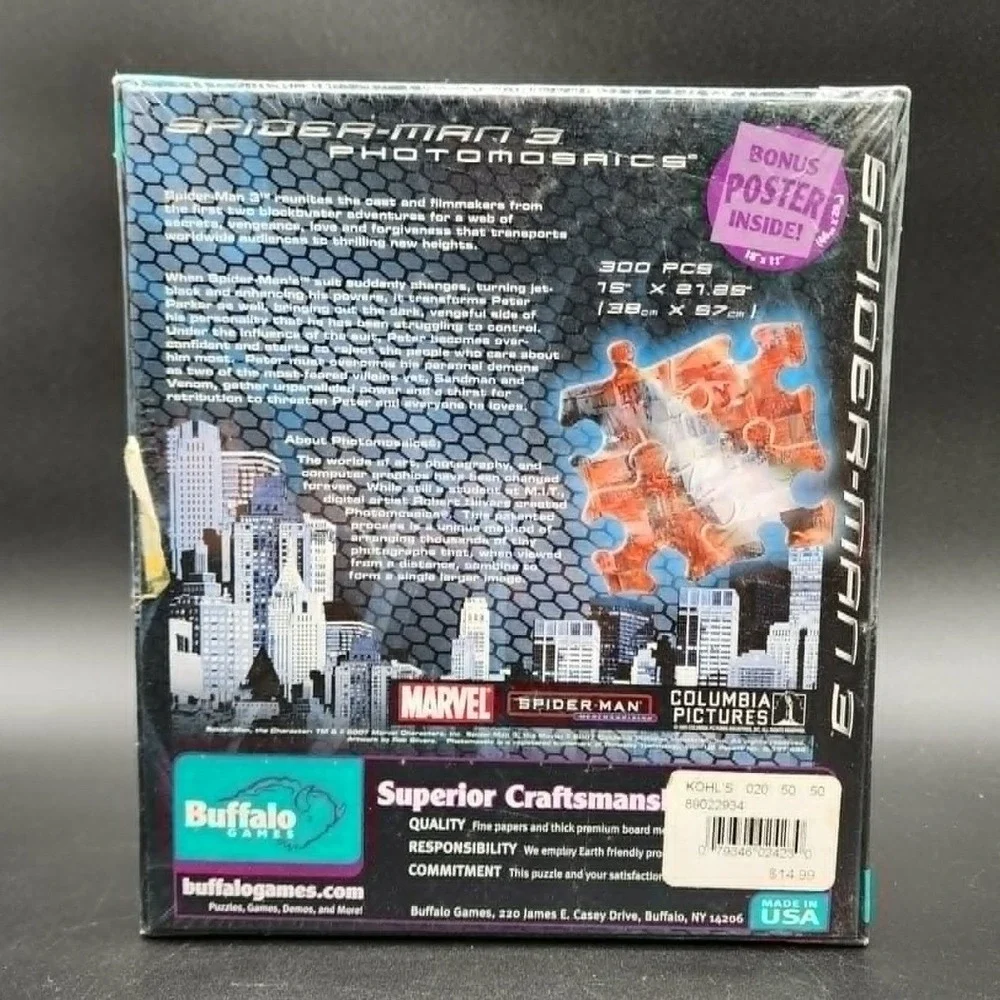 Buffalo Games Blue Spider-Man 3 Photomosaics 300 Piece  Puzzle Marvel Movie